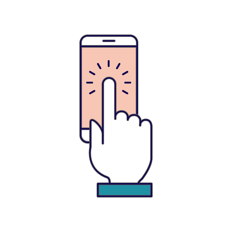 Icon of a hand tapping a smartphone screen.