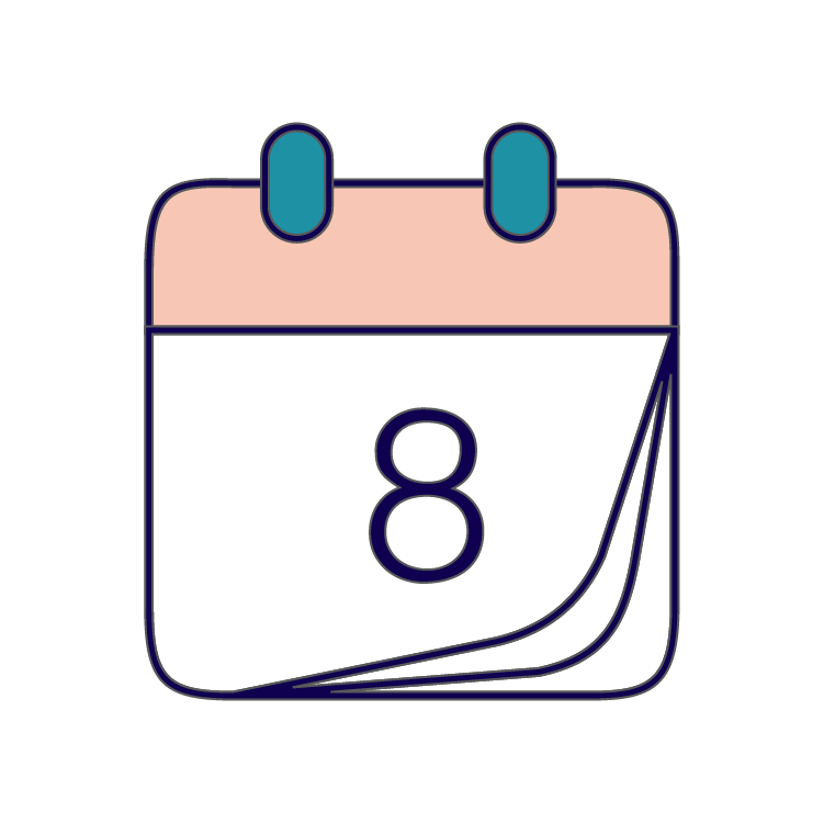 Icon of a calendar with the number 8.